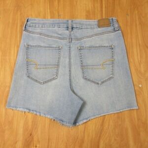 AMERICAN EAGLE Curvy Hi-Rise Shortie Size 12  Denim Jean Shorts Button Fly Jorts